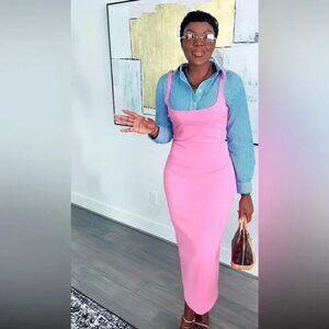 NEW! ZARA Viral Bloggers Favorite Long Pink Midi Maxi Dress